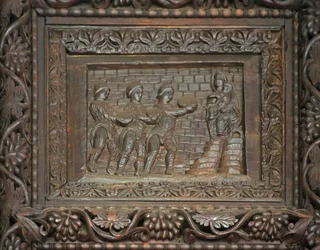 Tafel von der Tür aus dem 5. Jahrhundert: Die Anbetung der Heiligen Drei Könige